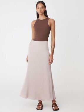 Forcast Leigh Satin Maxi Skirt - Light Taupe